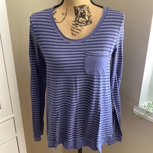 Anthropologie Lavender and Navy Striped Long Sleeve Tee